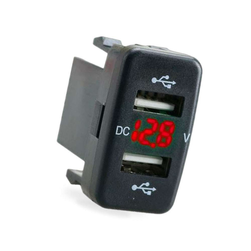Dual USB Charger & Voltmeter Socket for Toyota (4 x 2.2cm Blank)