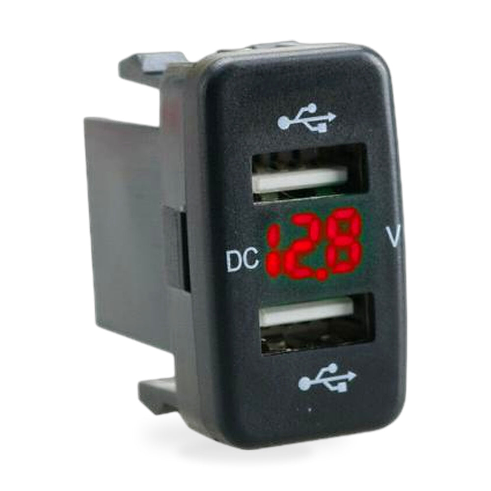 Dual USB Charger & Voltmeter Socket for Toyota (4 x 2.2cm Blank)