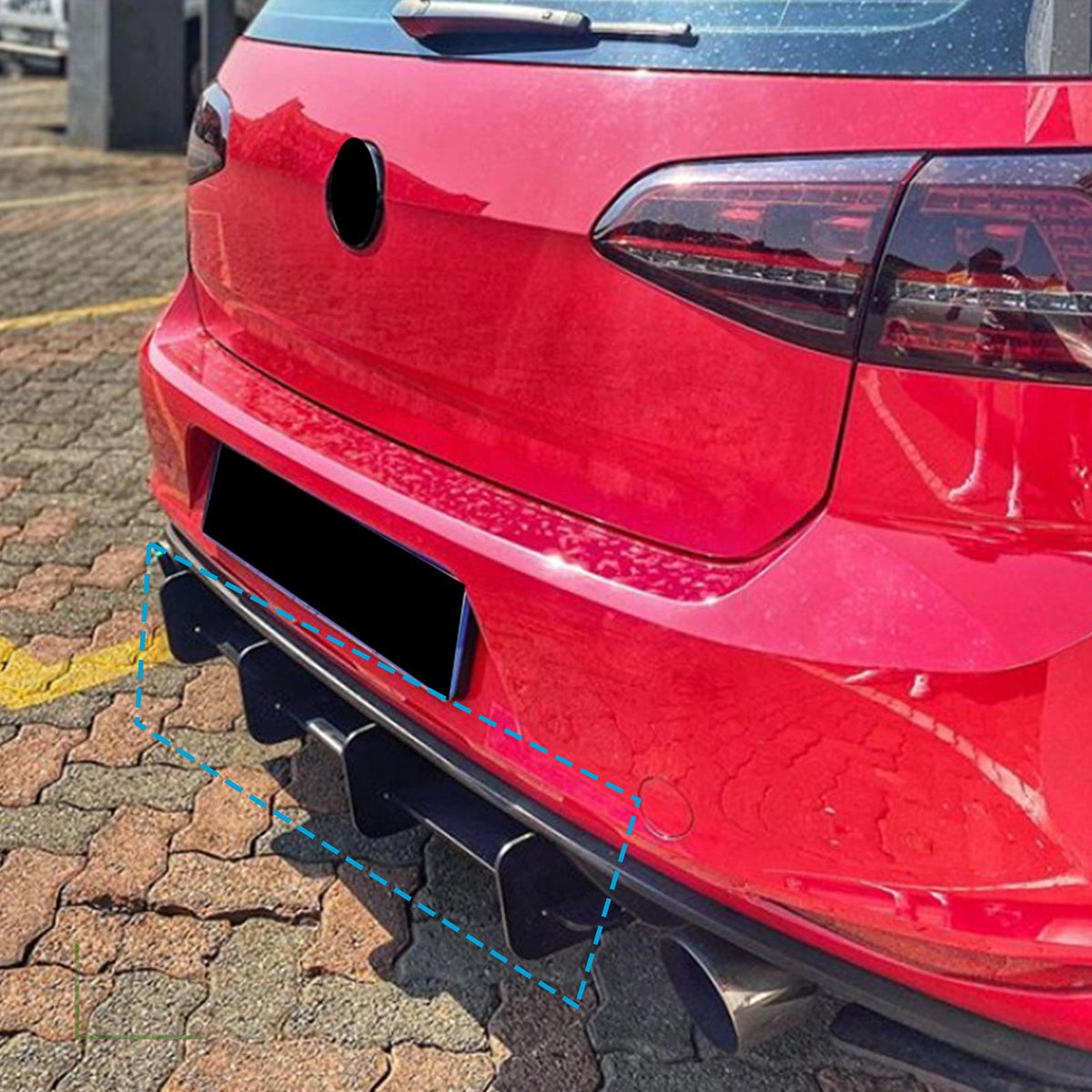 4-fin rear bumper diffuser for VW Golf MK7 GTI